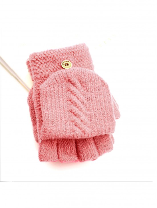 Solid Coloured Cable Knit Gloves